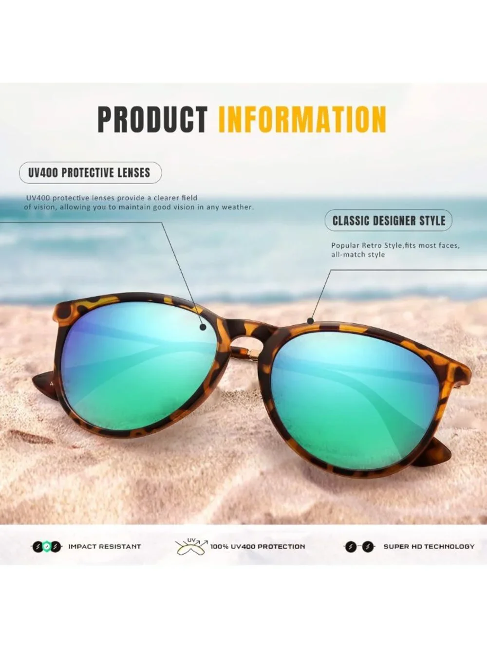 Trendy Vintage Round Polarized Sunglasses for Women & Men - UV Protection